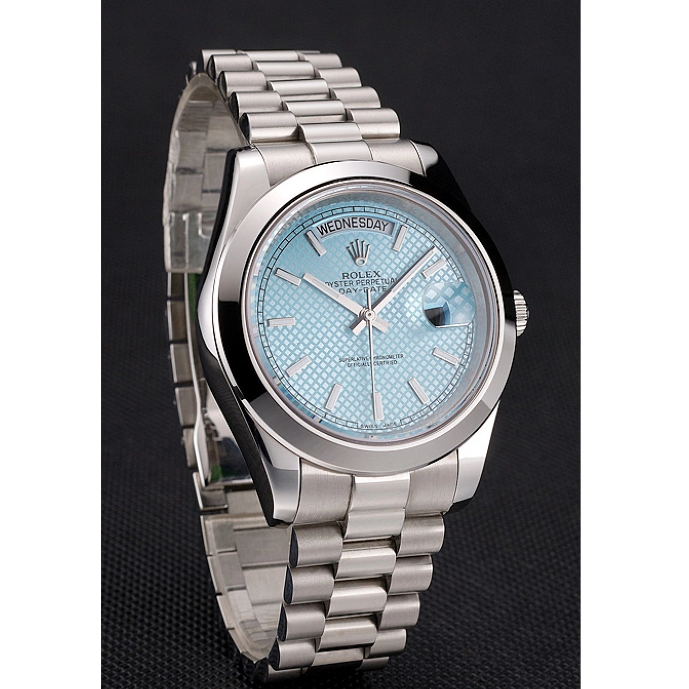 Aaa fake watches Rolex Platinum 40 Ice Case Steel Date Bracelet Dial Stainless Day Blue And Swiss 0616